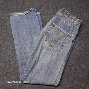 VTG YANK Y2K Jeans Womens Size 28 Blue Stone Wash Low Boot 30 Inseam